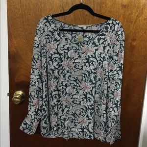 LOFT floral paisley scoop neck blouse xxlp NWT